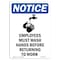 Signmission OSHA Sign, 24" H, Rigid Plastic, Employees Must Wash Sign With Symbol, Portrait, 1824-V-11976 OS-NS-P-1824-V-11976 - alternate 1